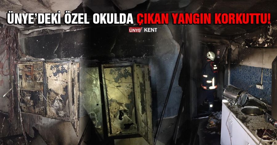 Ünye’deki özel okulda çıkan yangın korkuttu!