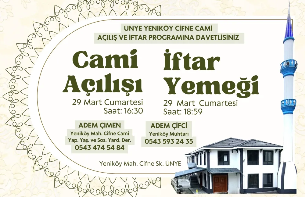 Yeniköy Cifne Cami 29 Mart’ta açılıyor 