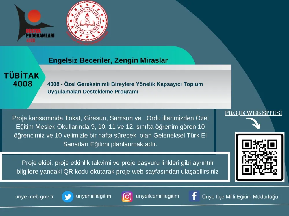 Ordu’da TÜBİTAK 4008’in destek verdiği tek proje Ünye Milli Eğitim’den!