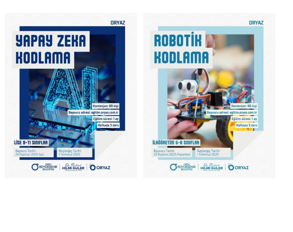 Ordu’da gençlere yönelik Yapay Zeka ve Robotik Kodlama Eğitimleri başlıyor