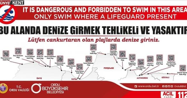 Belirlenen plajlar dışında yüzmek yasak