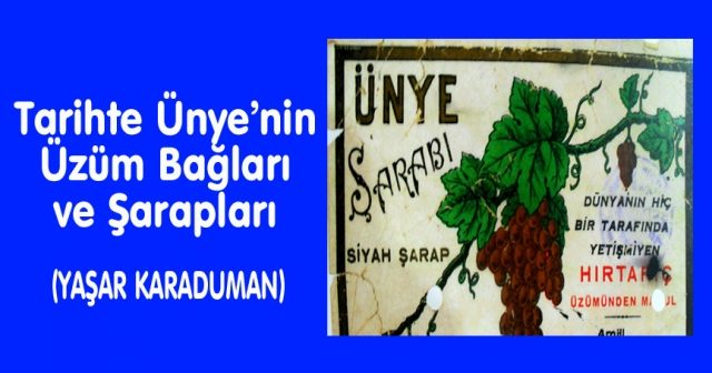 Tarihte Ünye’nin  Üzüm Bağları  ve Şarapları